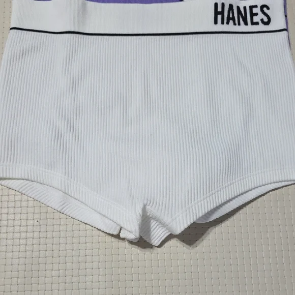 3 NWT Hanes Women's Ribbed Boxer Briefs in Pink, White, and Purple Small - Picture 3 of 7